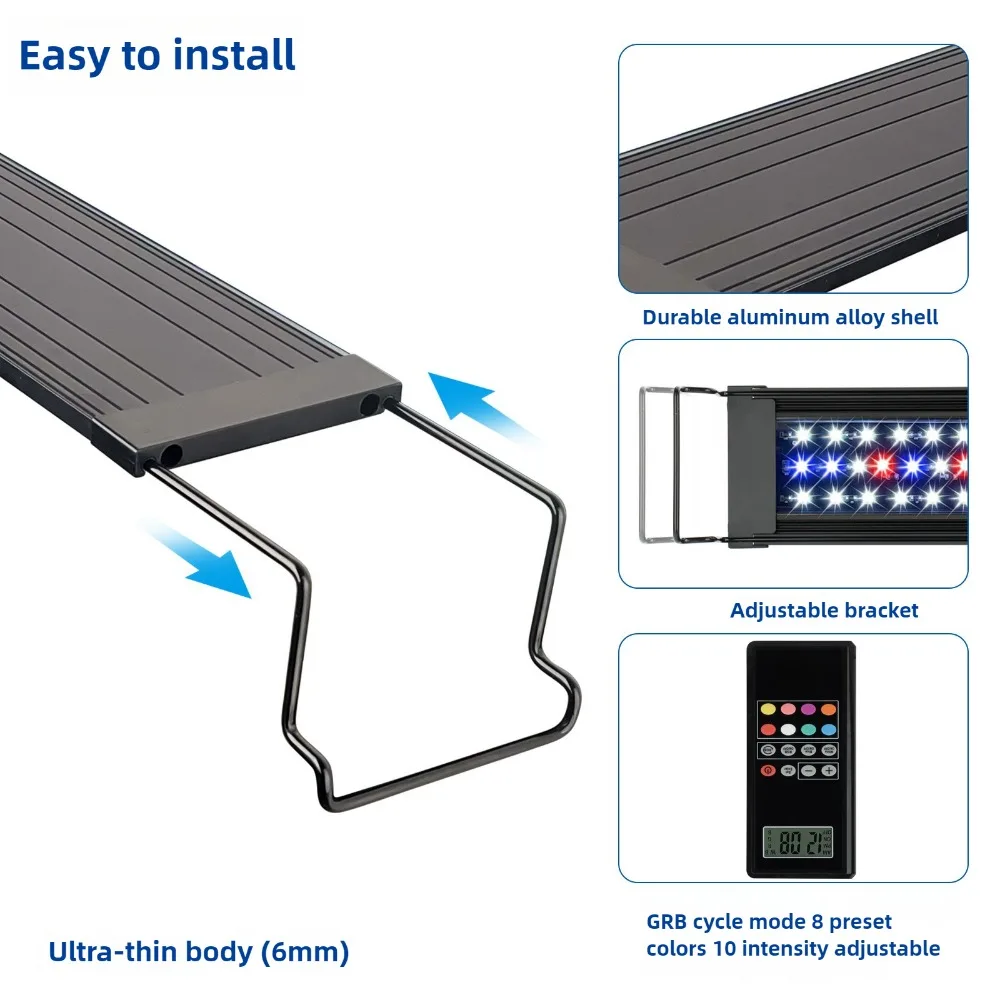 Planted Aquarium Algae Control - Programmierbares LED-Aquariumlicht, ferngesteuertes LED-Licht für Aquarien,