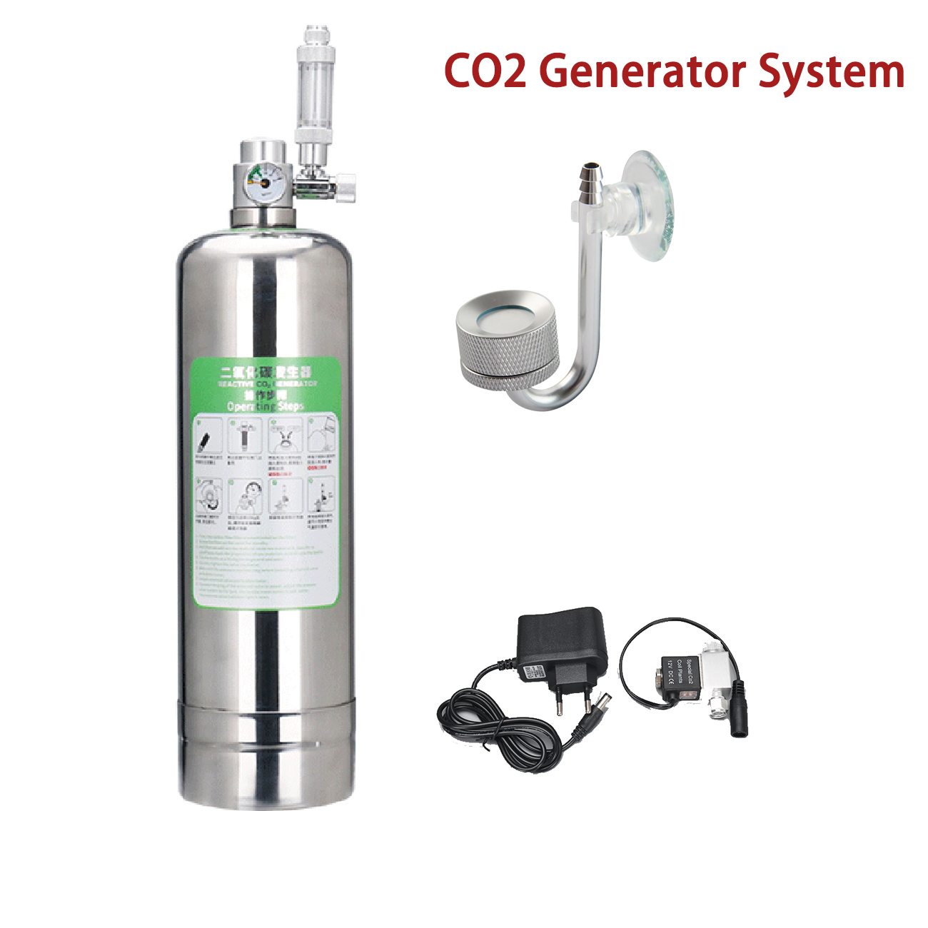 Glass Co2 Drop Checker - Aquarium CO2 Generator System Kit Edelstahl