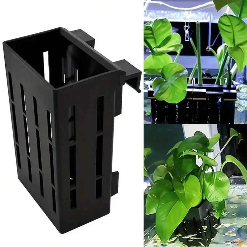 Aquarium Planting Ideas - Aquarium-Pflanzenhalter Schwarzer Plastikkorb mit Clip für