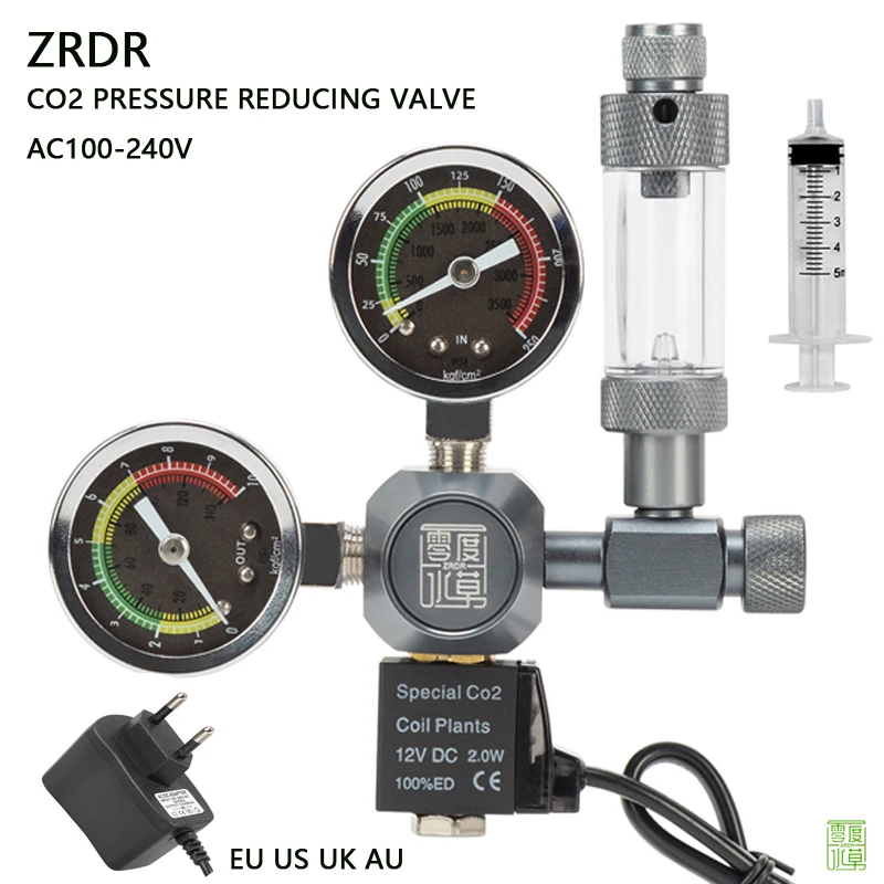 Glass Co2 Drop Checker - ZRDR Aquarium CO2-Regler Elektromagnetisches Ventil Blasenzähler